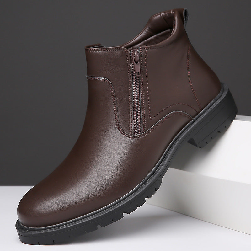 Men's Leather High-top Leather Casual Shoes