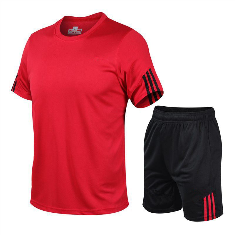 Men Sports Running Track Suit Gym Two Piece Quick Drying Clothes