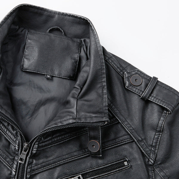 Men's Vintage Washed Faded Edge Stand Collar coat