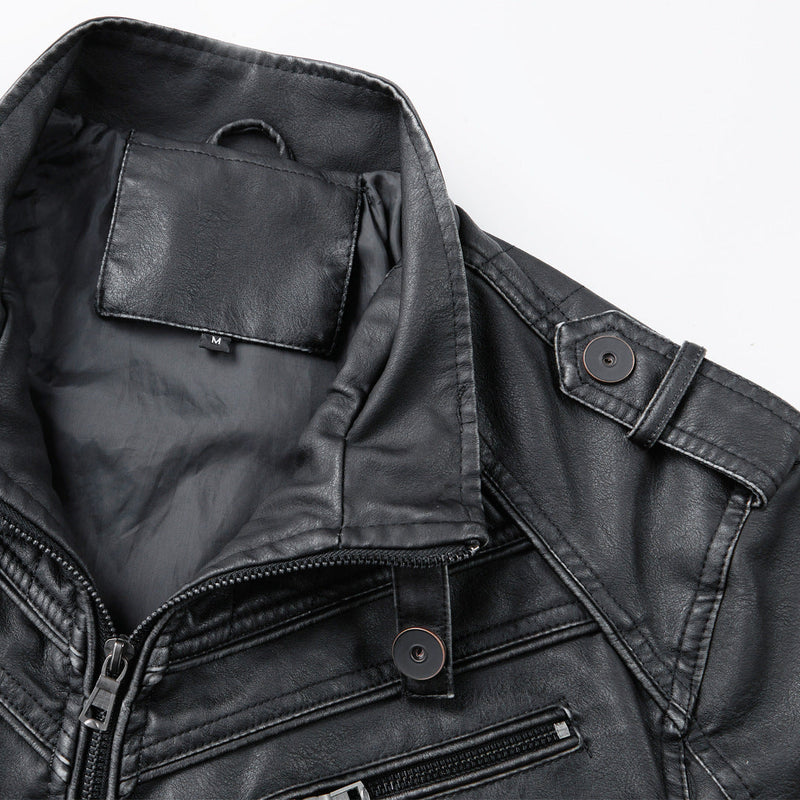 Men's Vintage Washed Faded Edge Stand Collar coat