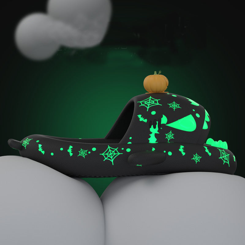 Halloween And Christmas Shoes Ins Luminous Shark Slippers Couple