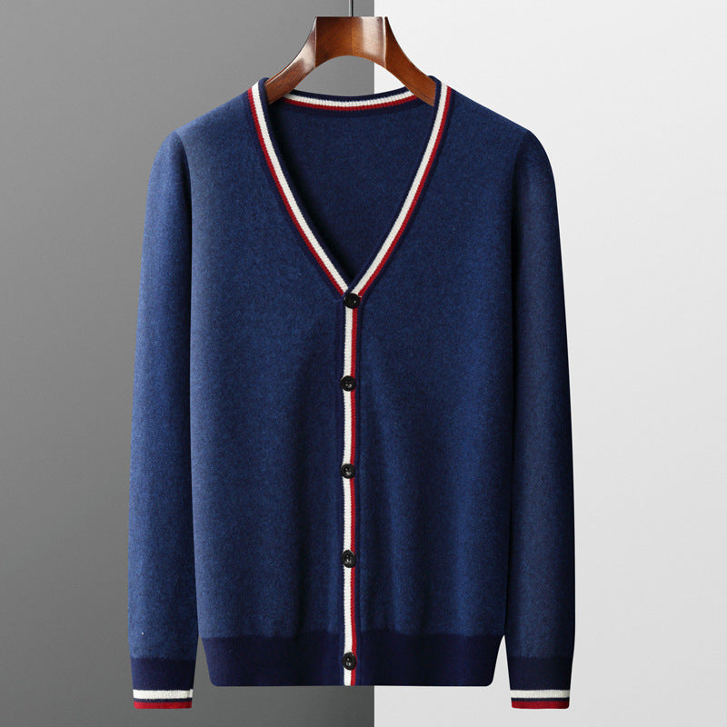 Medium Thick stripes Wool Cardigan sweater