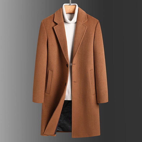 Woolen Men's Slim Long Casual Trench Coat