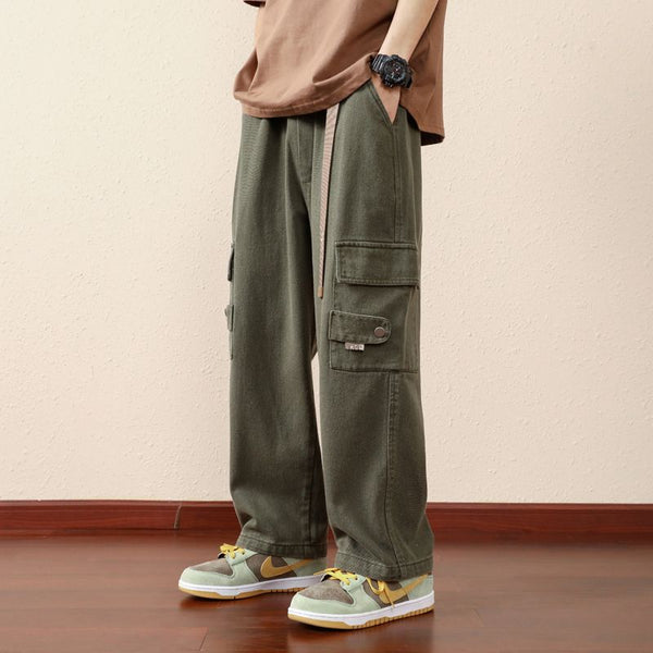 Men's Straight Cargo Loose Japanese Style Casual Trousers