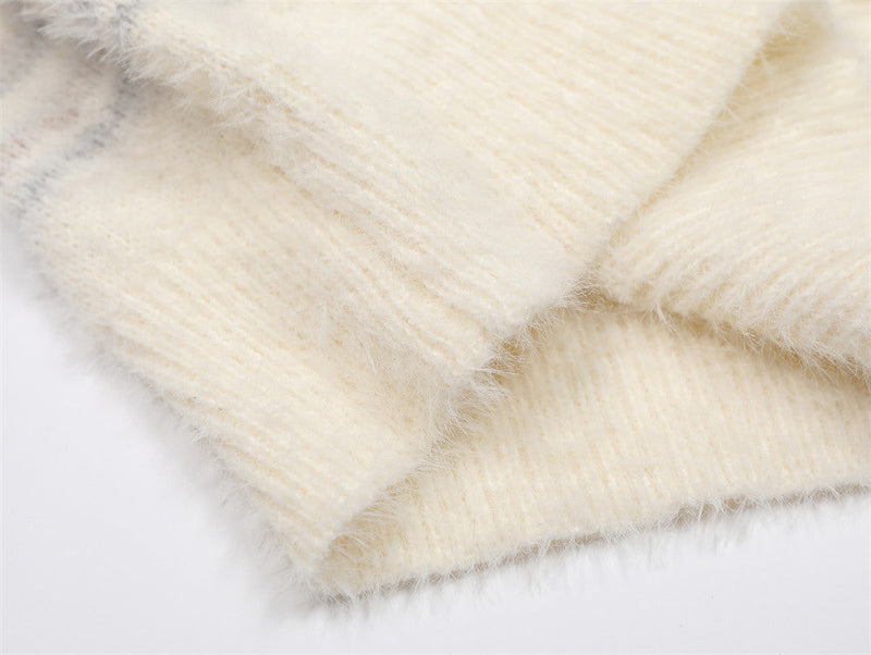 Striped Gradient Jacquard Sweater Coat For Men