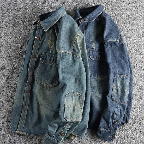 Washed Vintage Denim Shirt For Men