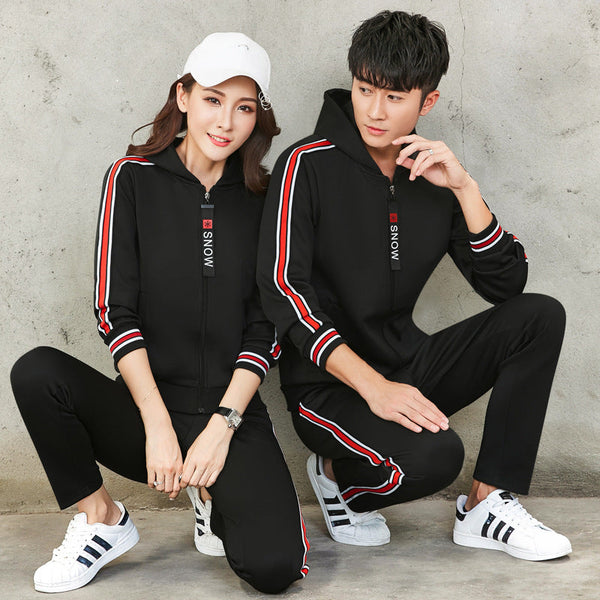casual men and women running fitness couple tracksuit