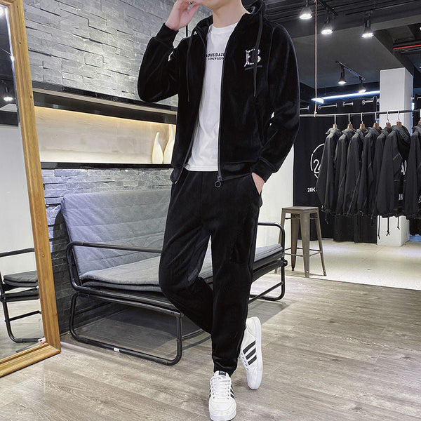 Gold velvet sports jumpsuit men