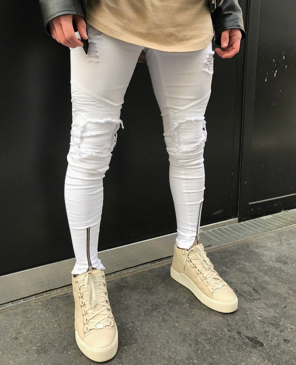 Ripped Zipper Jeans men