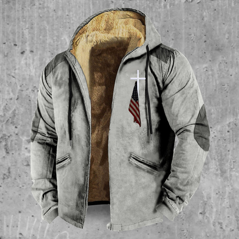 3D European And American Hooded Zipped Cotton-padded Jacket