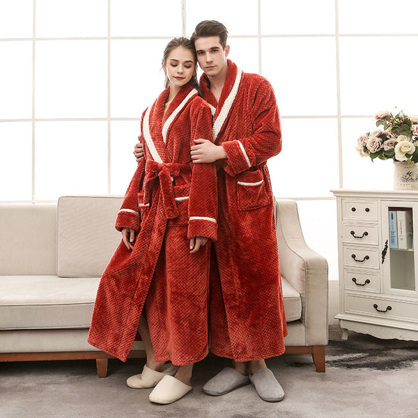 men & Women Pajamas Couple Gown Bathrobe Winter Robe loungewear