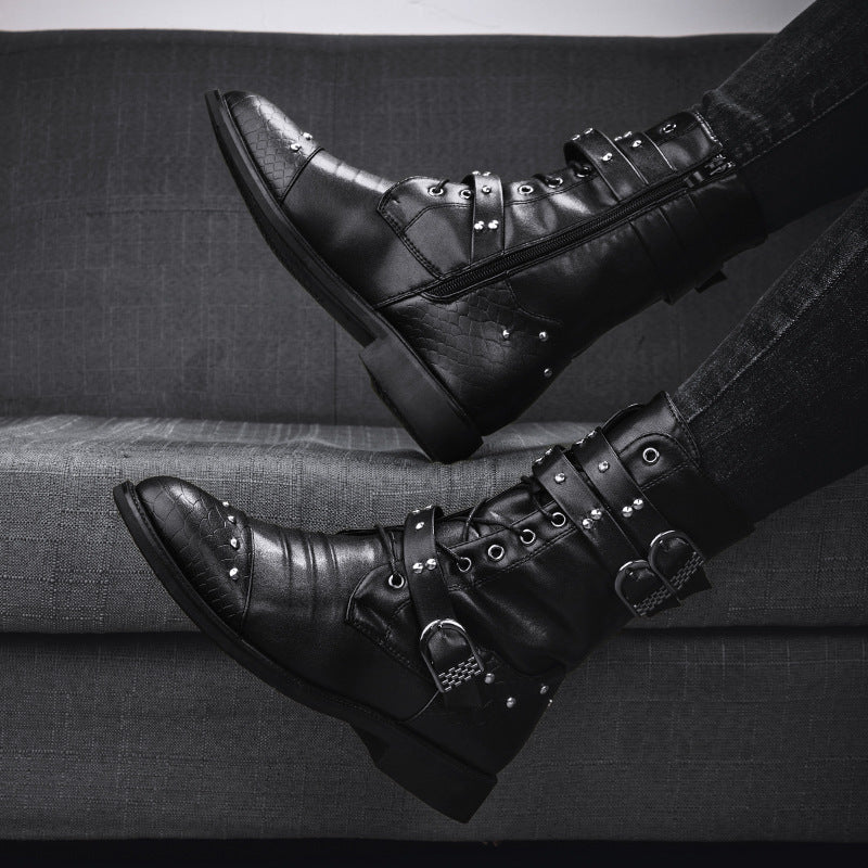 Middle Tube Leather Boots Ceremonial Motorcycle Men's Martin boots