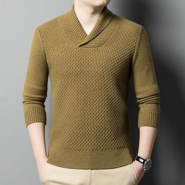 Men's Jacquard Knitted Thickened Warm Coarse Yarn Bottoming Sweater