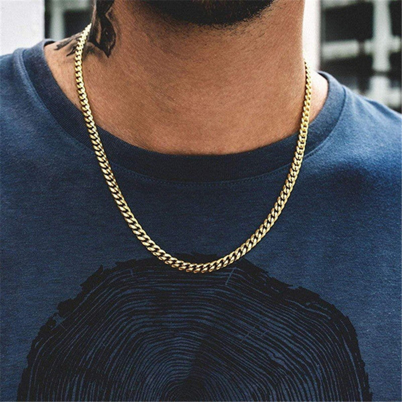 Six-sided Grinding Cuban Titanium Steel Necklace