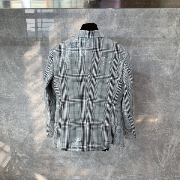 British Plaid Slim Double-breasted Small Suit Jacket