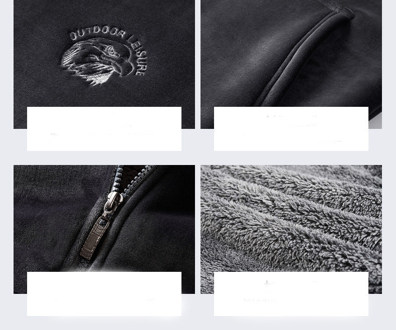 Cardigan Plus Velvet Warm Hooded Sweater JumpSuit Men