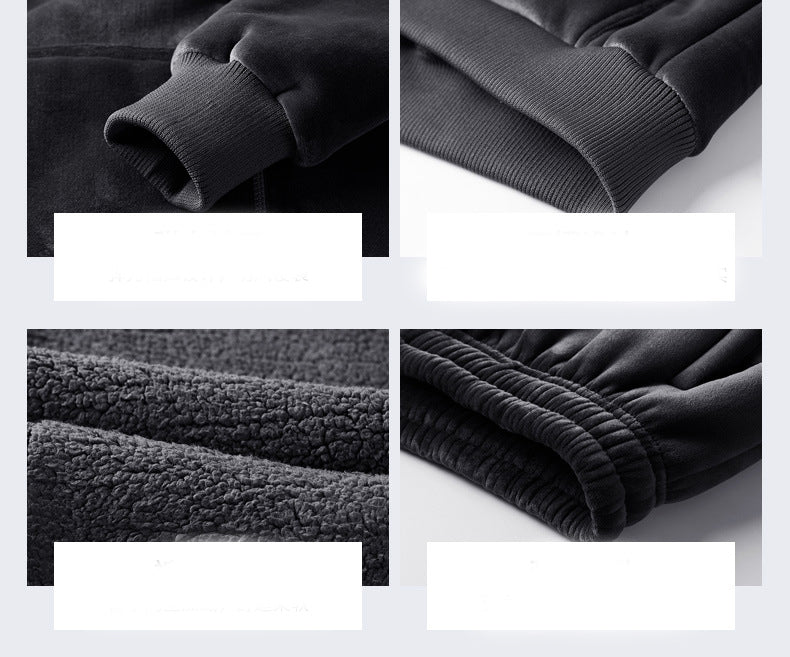 Cardigan Plus Velvet Warm Hooded Sweater JumpSuit Men