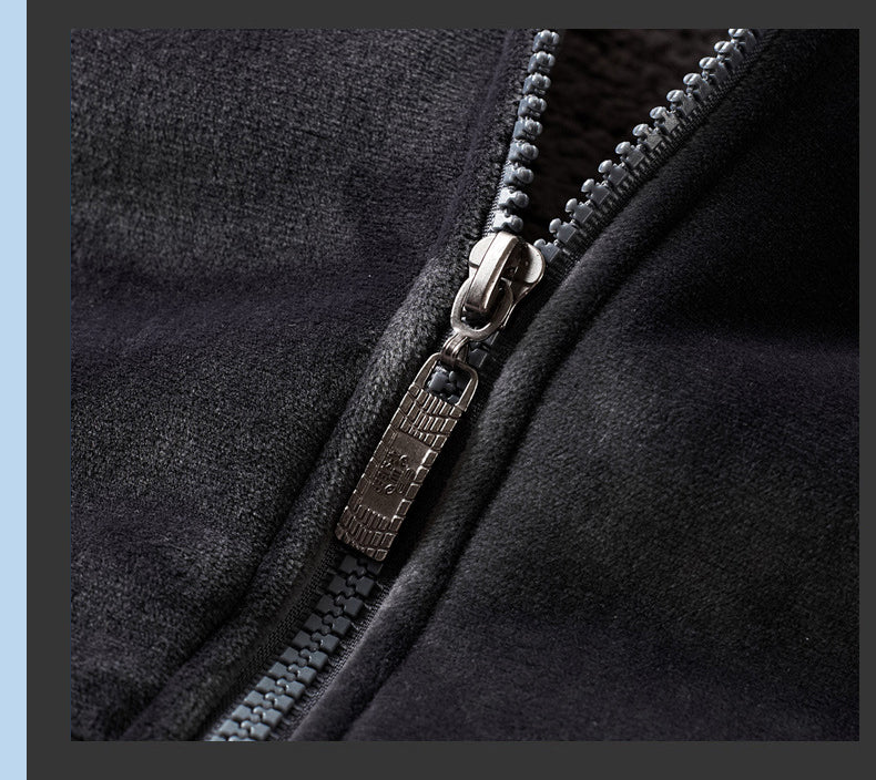 Cardigan Plus Velvet Warm Hooded Sweater JumpSuit Men