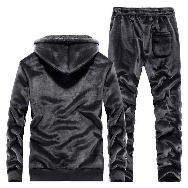 Cardigan Plus Velvet Warm Hooded Sweater JumpSuit Men