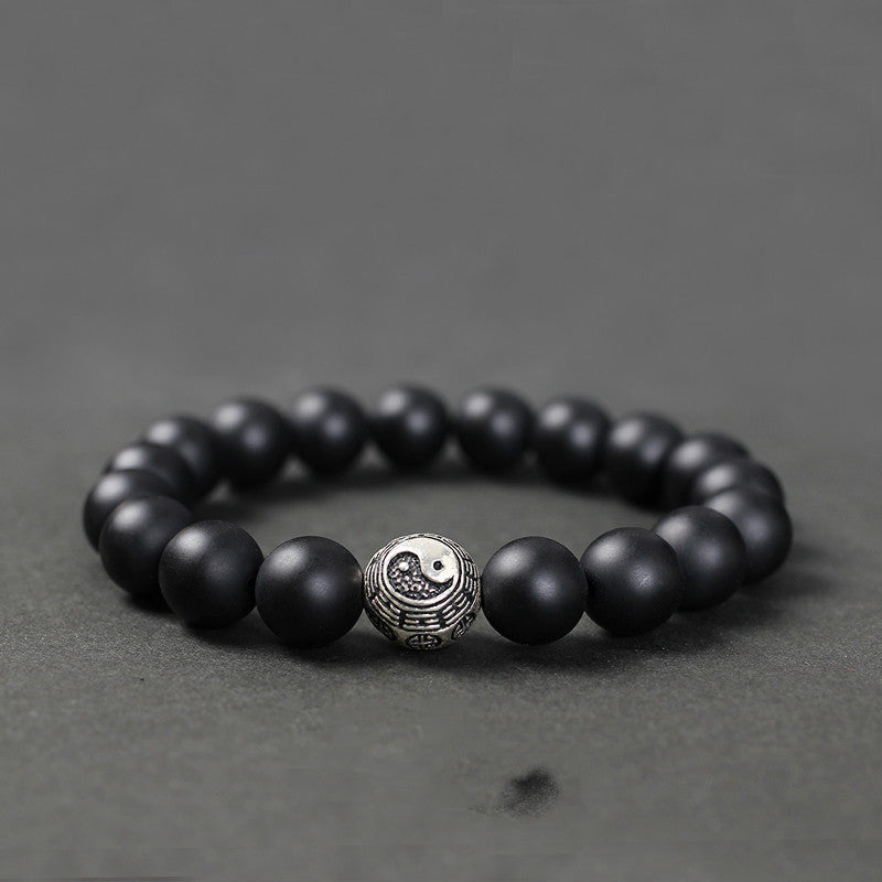 Black Agate Transfer Beads Bracelet For Men