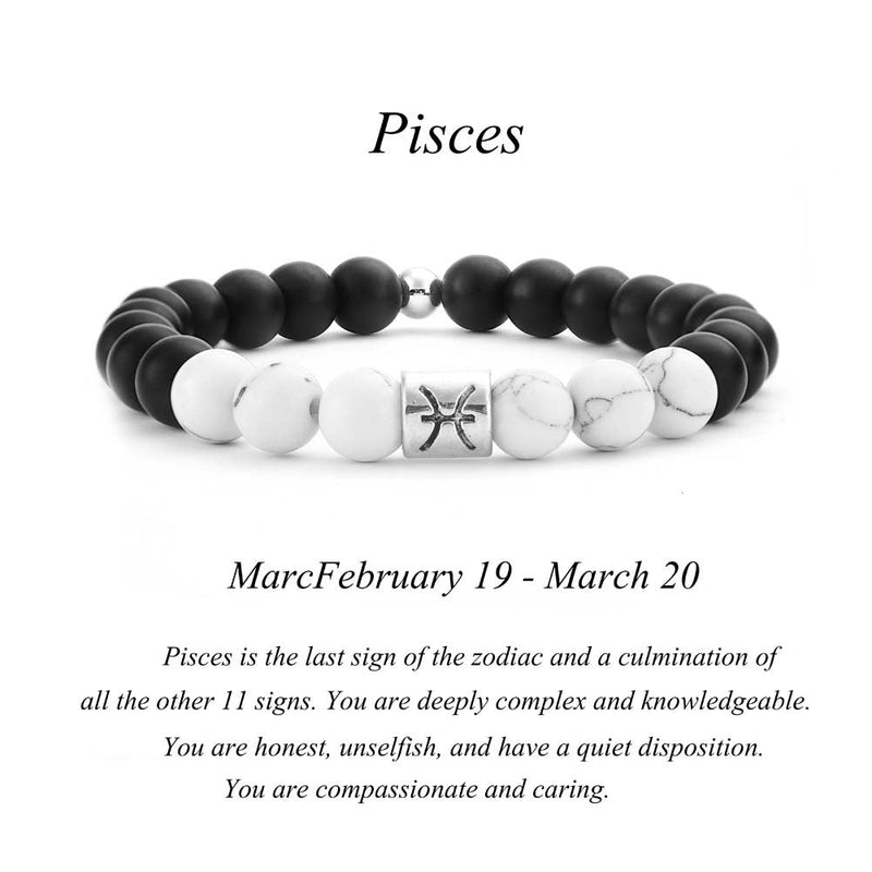 Frosted Black Agate White Turquoise Couple Bracelet
