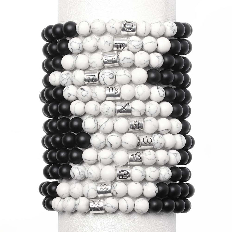 Frosted Black Agate White Turquoise Couple Bracelet