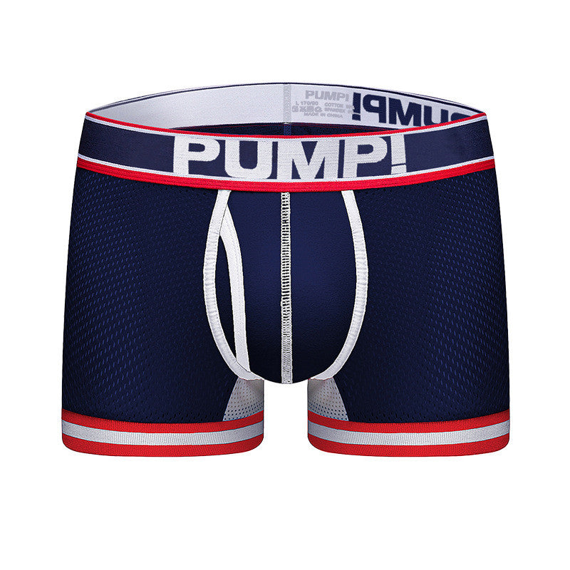 Men's Underwear Stretch Cotton Mesh Boxer Briefs Sexy Breathable Mesh