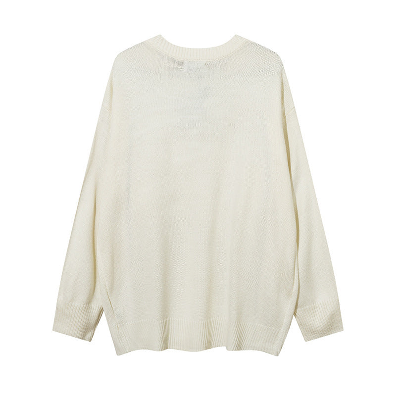 Men's High Street Two-way Zipper Patchwork Round Neck Sweater