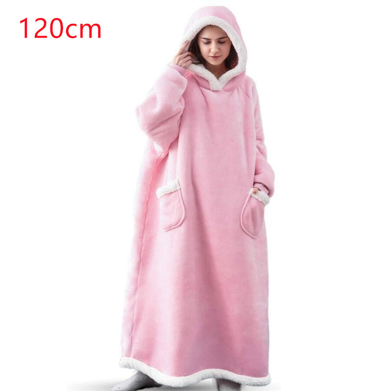Winter Hoodie Blanket Winter Warm Home Clothes Women Men Oversized Pullover With Pockets