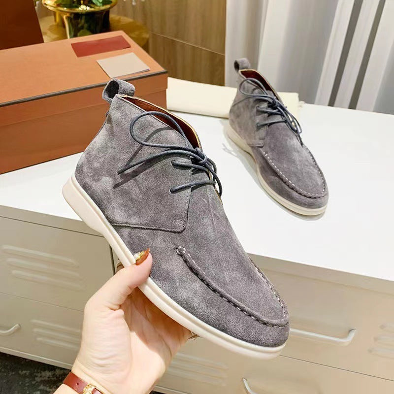 Men's Mid-top Flat Pumps Ankle Lace-up boots