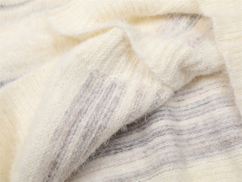 Striped Gradient Jacquard Sweater Coat For Men