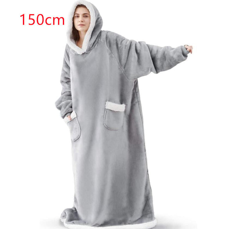 Winter Hoodie Blanket Winter Warm Home Clothes Women Men Oversized Pullover With Pockets