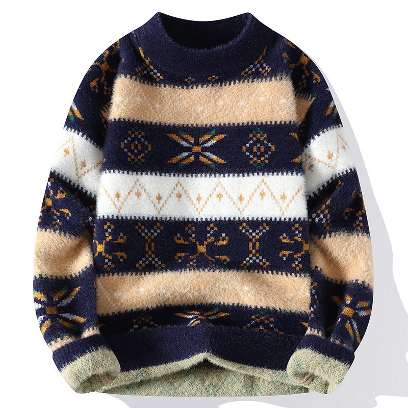 Mink Fur Thickened Half-high Collar Sweater