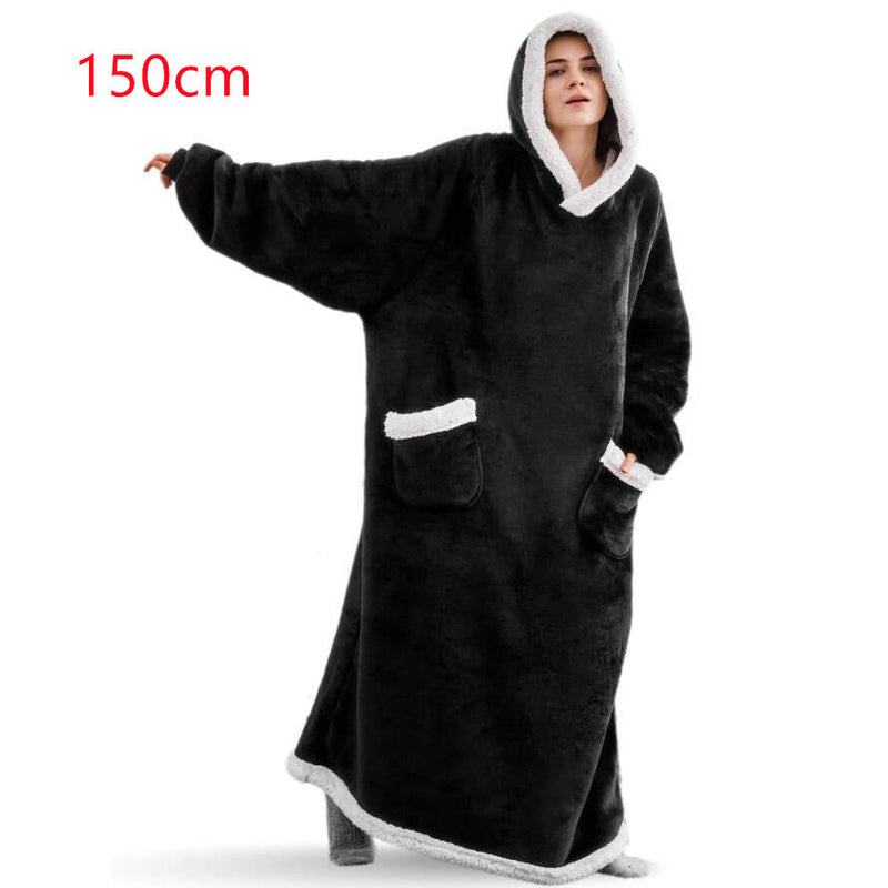 Winter Hoodie Blanket Winter Warm Home Clothes Women Men Oversized Pullover With Pockets