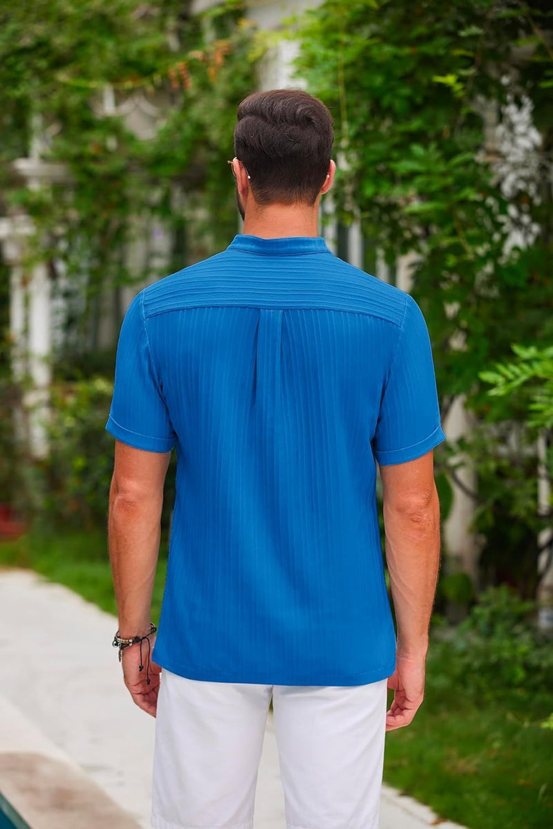 Summer Stand Collar Buttons Short Sleeve T-shirt