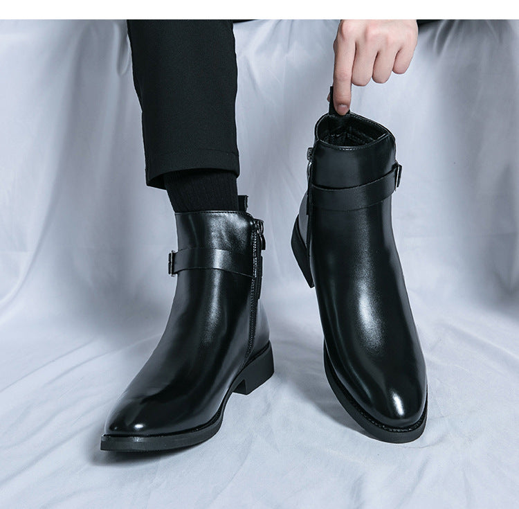 Men's High-top Leather chelsea boots