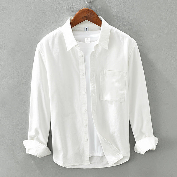 Long-Sleeved Lapel Shirt With Pockets
