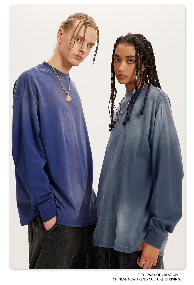Retro Distressed Couple Long Sleeve Loose T-shirt