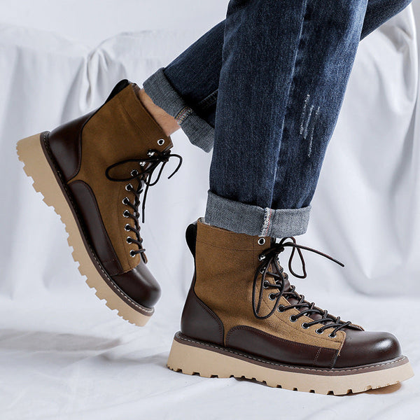 Patchwork Retro All-matching Work Boots