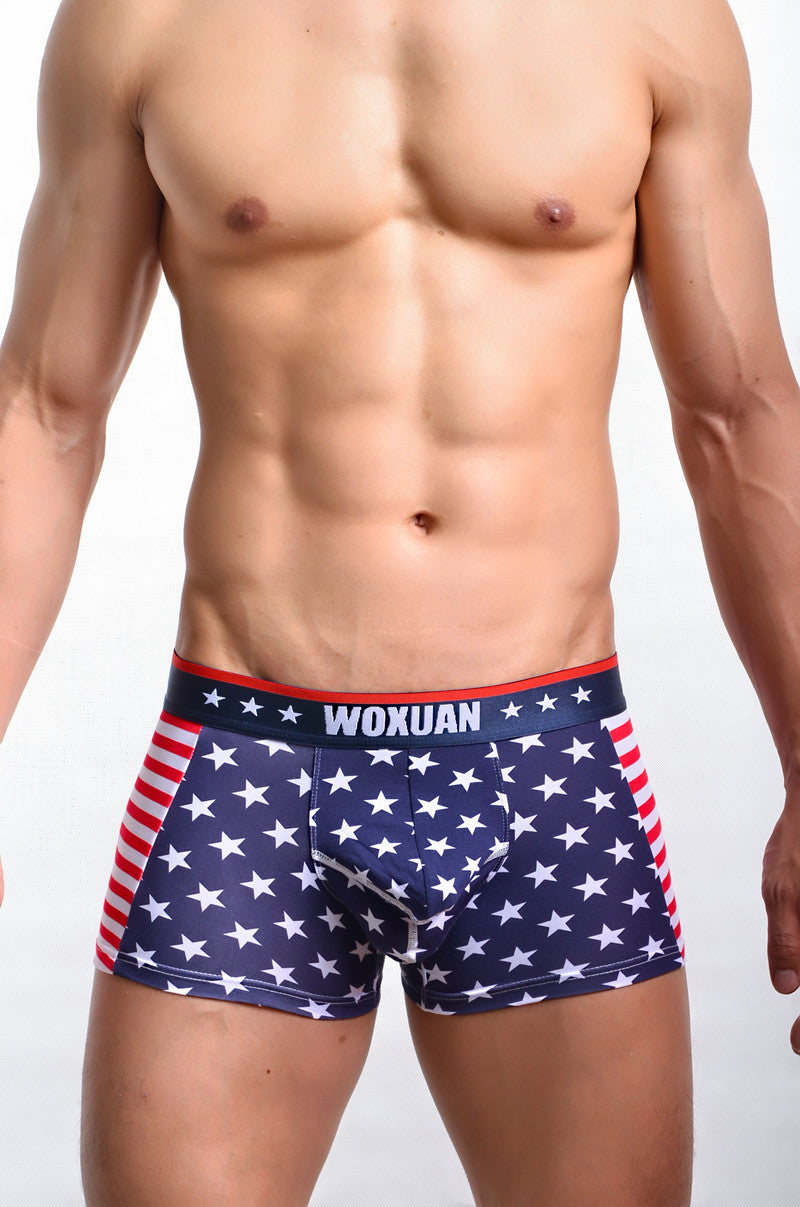 American flag printed ribbed boxers for men