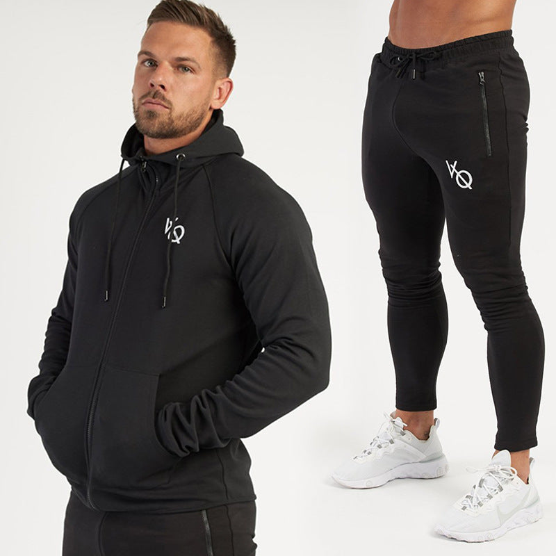 Hooded Sweater Cardigan Jacket Sports Fitness jumpSuit Men