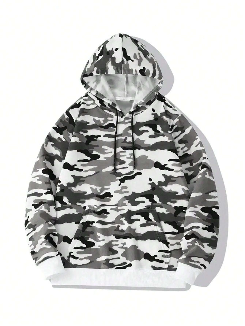 Printed High Street Men's Shoulder Width Loose Pullover hoodie