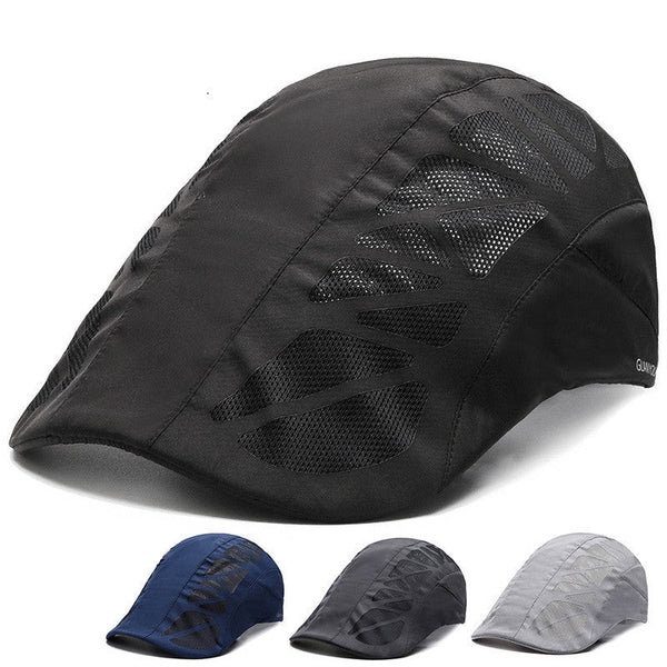 Men Mesh Beret Hat Summer Breathable Quick Dry