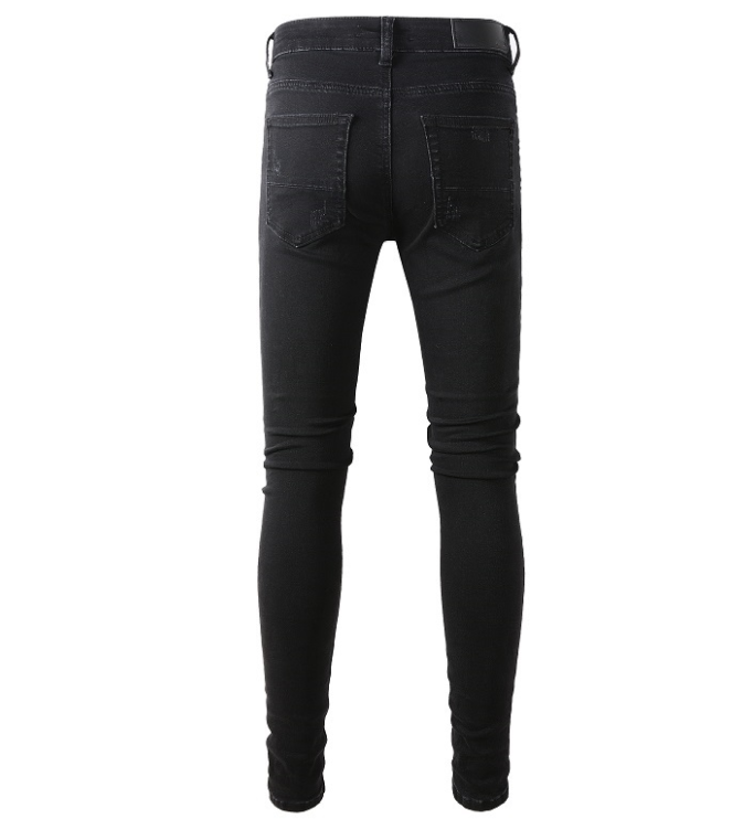 Printed Pleated Patch Jeans for men