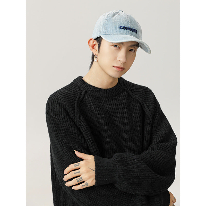 Three-dimensional Shoulder Line Design texture Thick Needle Sweater