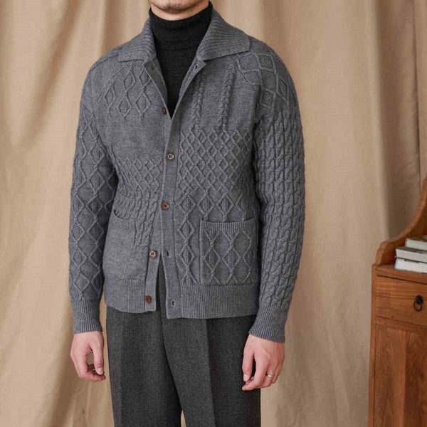 Thick Cardigan Vintage Jacquard Sweater