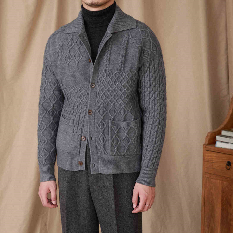 Thick Cardigan Vintage Jacquard Sweater