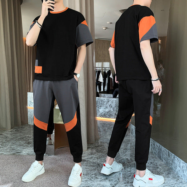 Summer Color Matching Short-sleeved T-shirt Men