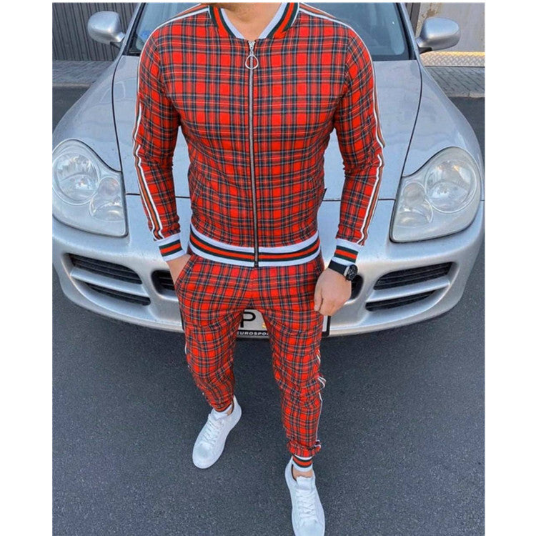 casual men's striped plaid jumpsuit for men