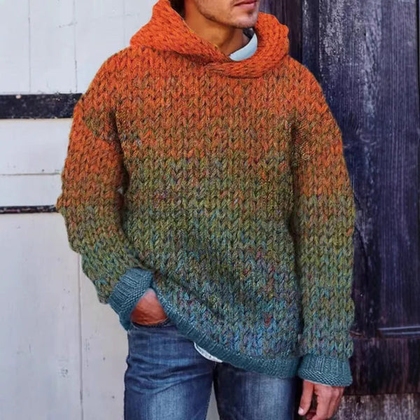 Acetate Fiber Men's Heavy Classic Style Woven Hooded Sweater